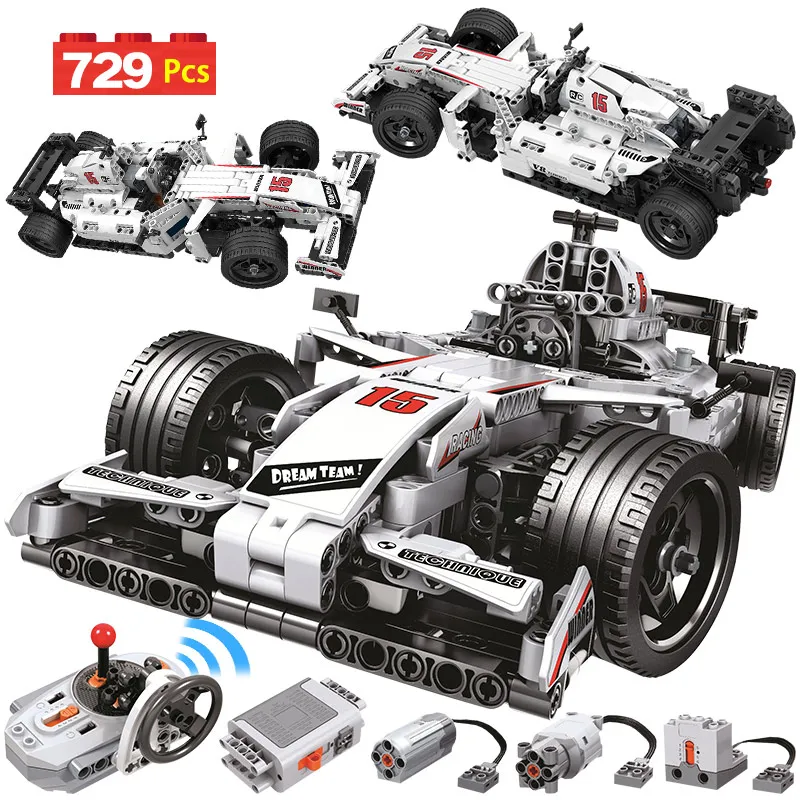 Tanie 729 sztuk miasto zdalnego sterowania samochodowe klocki budowlane Legoingly Technic RC F1 samochód wyścigowy elektryczne cegły oświecenie zabawki dla dzieci