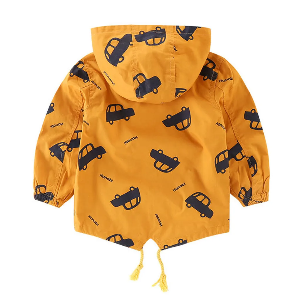 От 1 до 5 лет, хлопковые детские куртки одежда для малышей теплая Толстая куртка с капюшоном и мультяшным автомобилем для мальчиков и девочек верхняя одежда