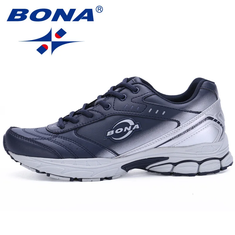 BONA/Новинка; мужские кроссовки; спортивная уличная прогулочная обувь; мужские кроссовки; удобные женские спортивные кроссовки для бега; обувь для бега и трекинга - Цвет: Deep Blue White