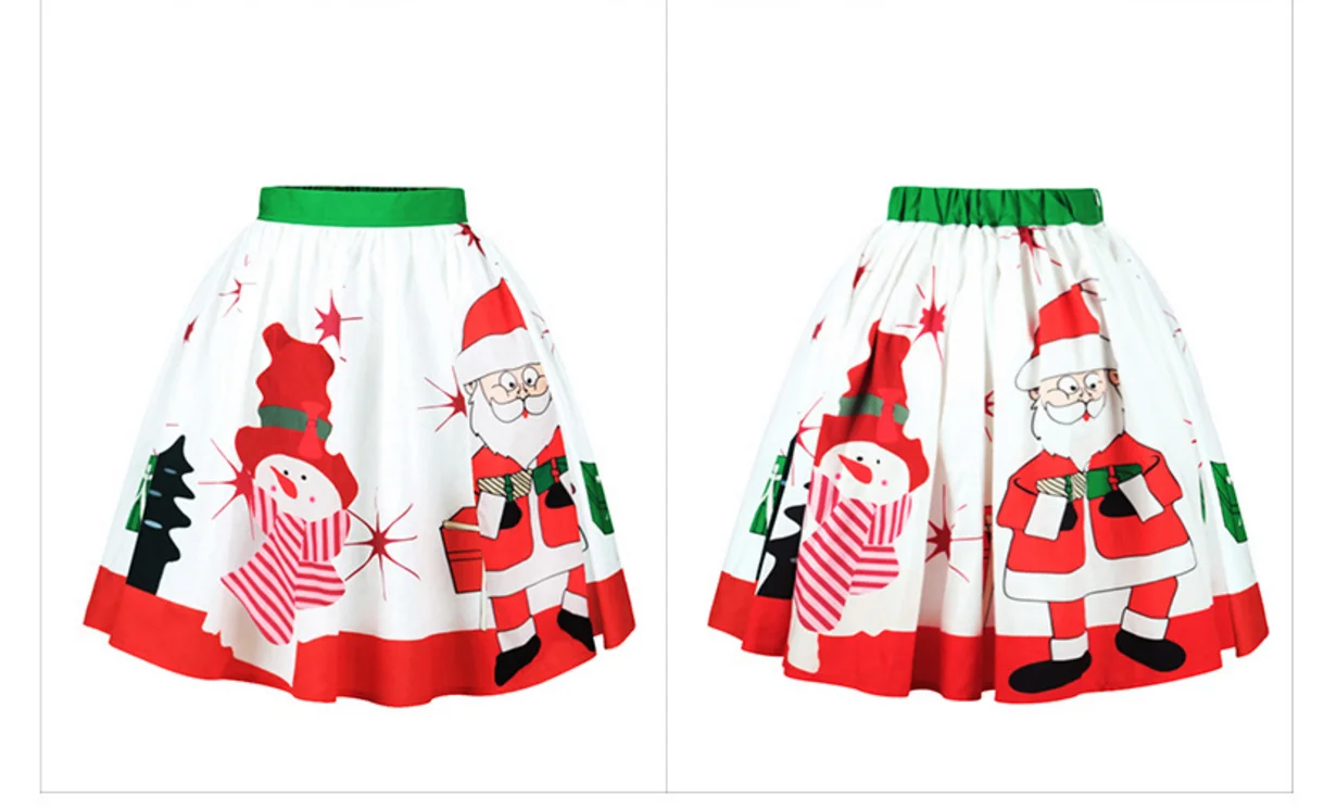 

Christmas Digital Print Women's Skirt Sexy Santa Printed Swing Performance A-Line Loose Skirt Tutu Saias Faldas Mujer