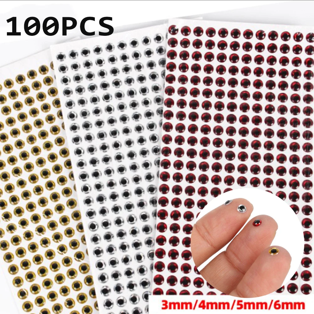 

100pcs/lot Fishing Lure Eyes Holographic 3D 3mm 4mm 5mm 6mm Simulation Fly Fishing Minnow Artificial Fish DIY Eye Fishing Tackle