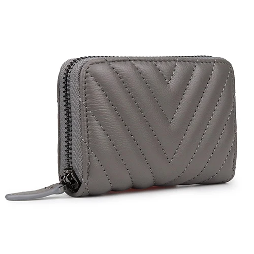 Grey COMFORSKIN100% держатель для карт из натуральной кожи Новое поступление геометрические кошельки для карт из овечьей кожи европейский и американский женский Чехол для карт - Цвет: Grey