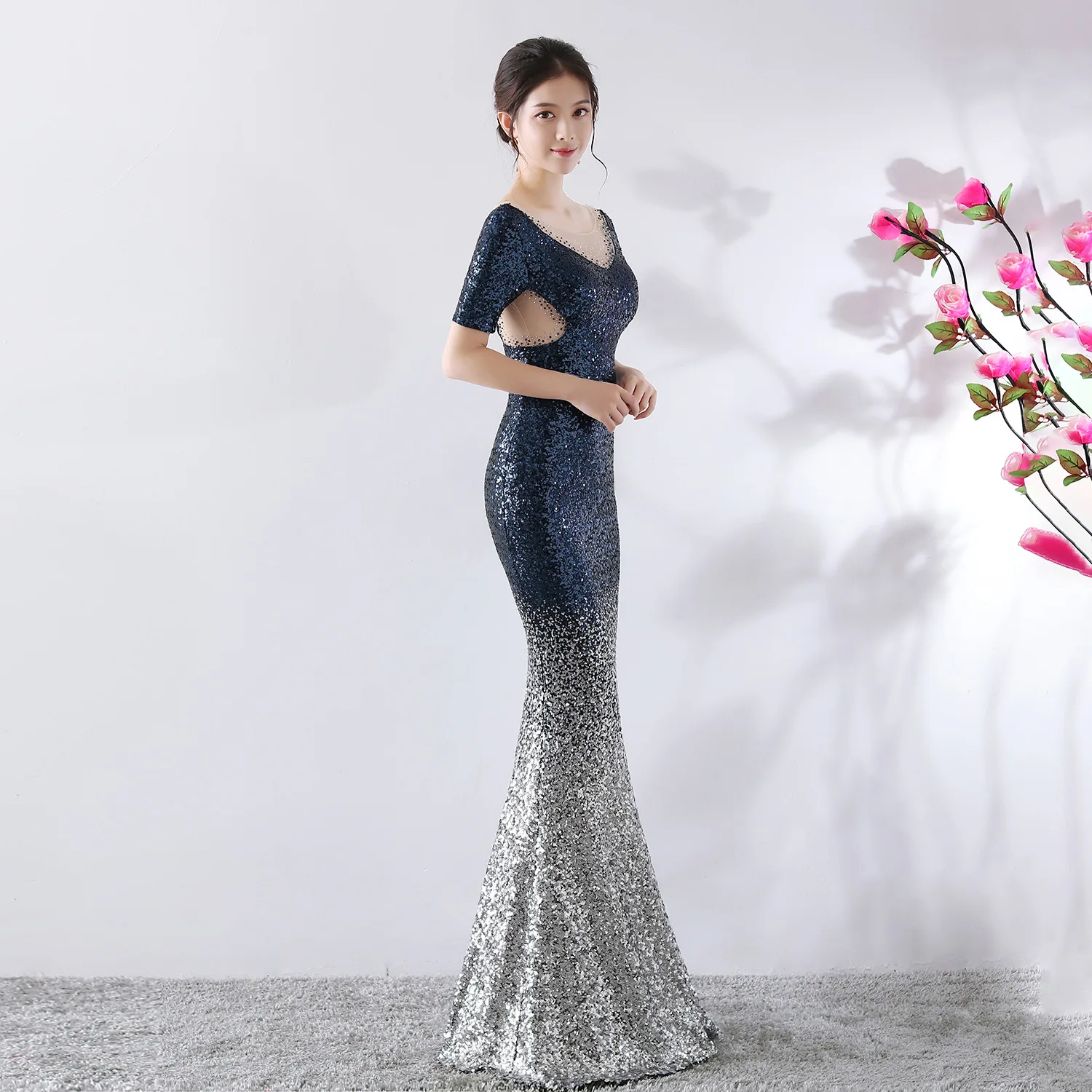 Вечернее платье, vestido de festa longo, Формальное, градиентное, с блестками, стильное, сексуальное, на талии, халат, longue, платье невесты, отражающее платье