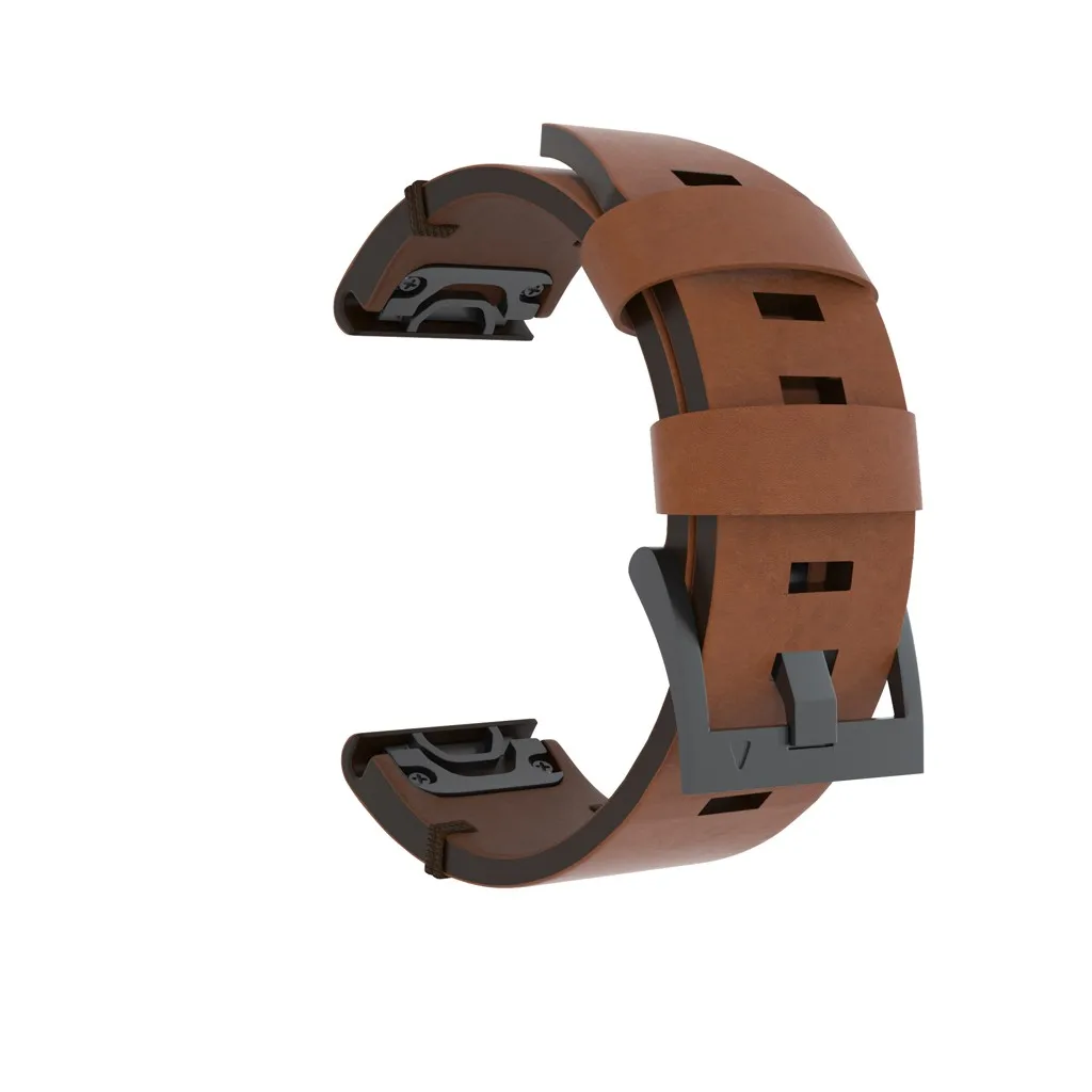 Brown Ouhaobin ремешок для часов 22 мм для Garmin Fenix 6 Кожаный сменный ремешок для часов быстросъемный ремешок аксессуары - Цвет: Brown