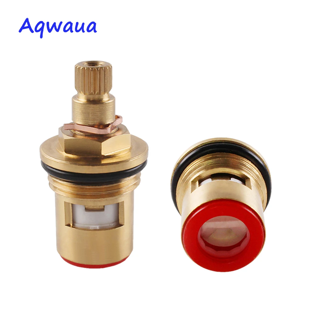 Aqwaua Ceramic Disc Faucet Cartridge Brass Inner Replacement Part Water Mixer Tap Quality Brass Quarter Turn Faucet Accessory