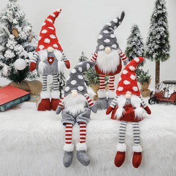 

Christmas Elf Decoration Handmade Stripe Sitting Standing Gnome Swedish Doll Toy D08D
