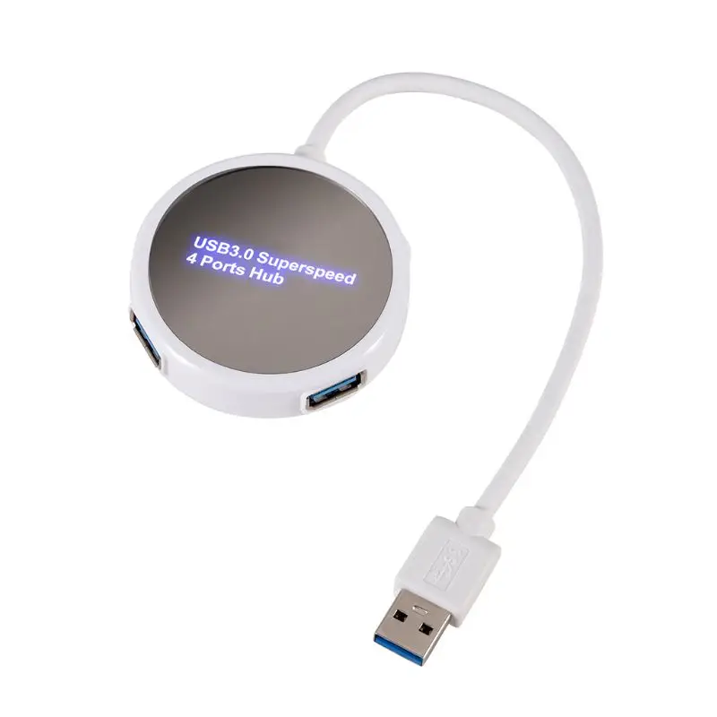 Белый 4 USB 3,0 концентратор круглый USB разветвитель адаптер для MacBook ноутбук мобильный жесткий диск 667C - Цвет: Белый