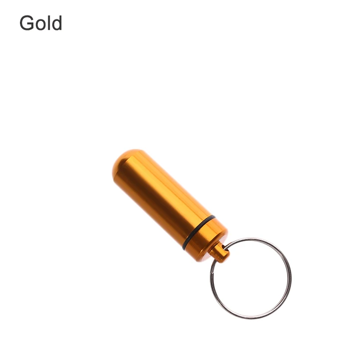 Gold 1 шт. Портативный Красочный алюминиевый капсульный чехол для таблеток водонепроницаемый брелок контейнер для ключей украшения для путешествий на открытом воздухе мини аптечка - Цвет: Gold