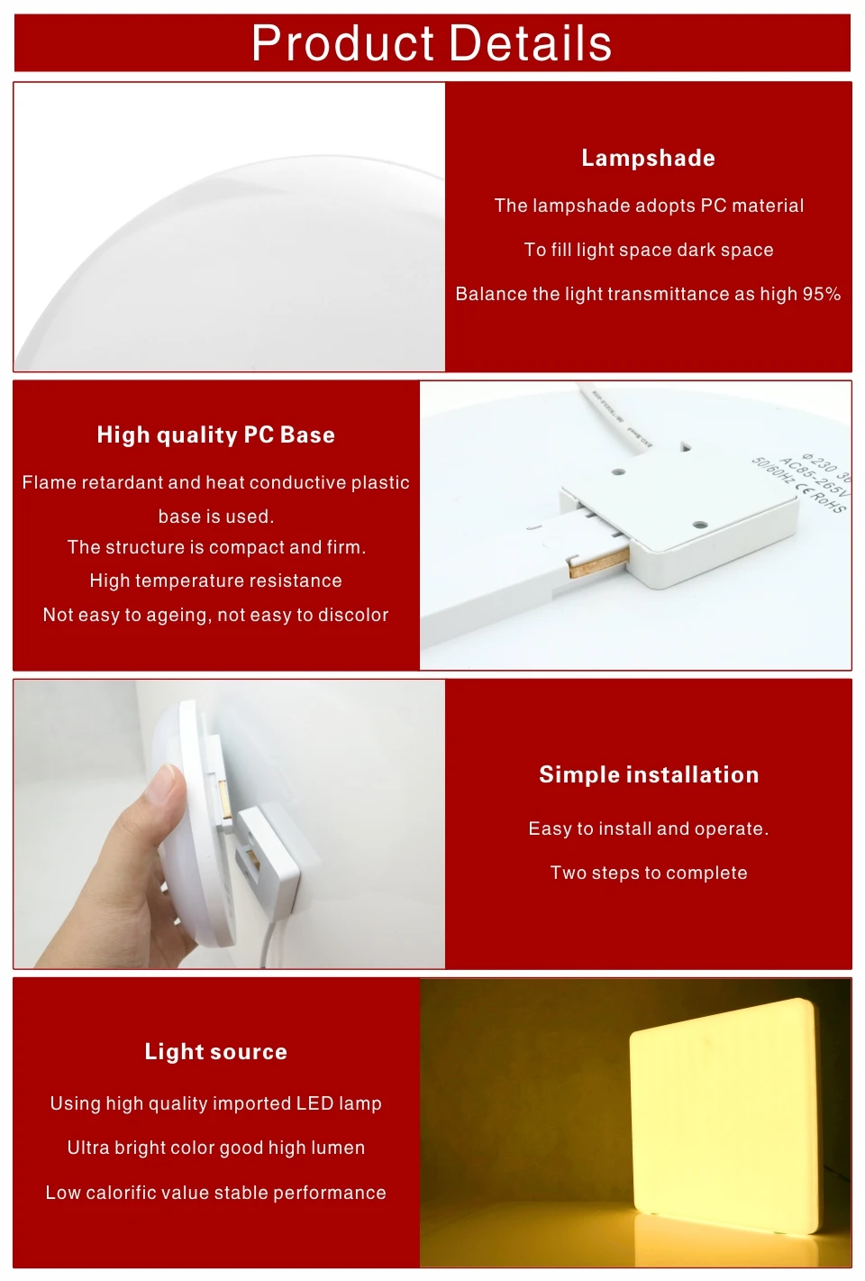 Led Ceiling Light 48W 36W 24W Panel Round Surface Mount 18W 13W 9W 6W Panel Light AC 85-265V Ultrathin Square Ceiling Lamp home depot ceiling lights