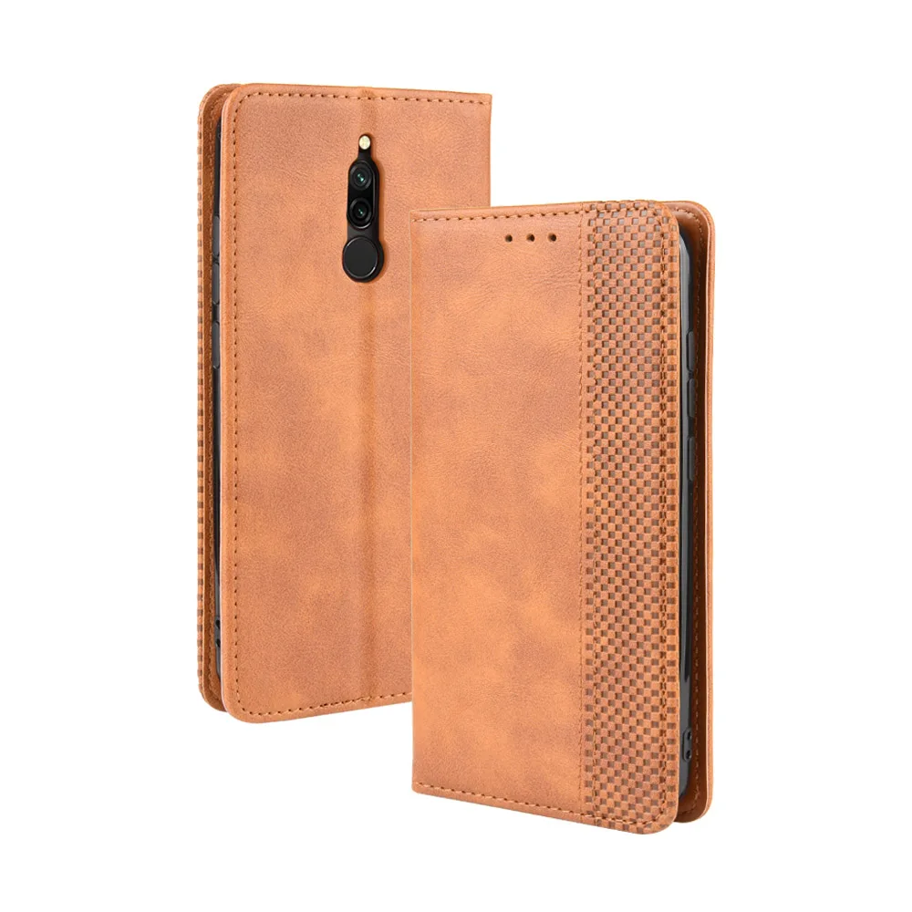 Магнитный винтажный кожаный чехол премиум-класса для Xiaomi Redmi 8 Redmi8 M1908C3IC, чехол с Откидывающейся Крышкой 6,22 дюймов, легкомысленный чехол с защитой от падения