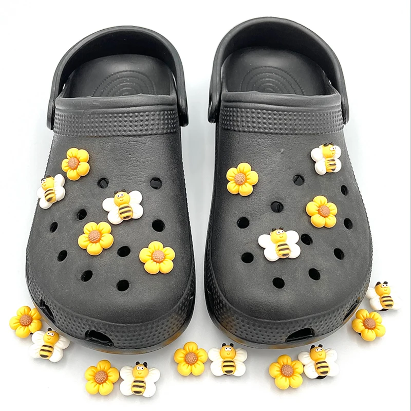3D Cartoon Bee Resin Anime Badges Decoration Garden Shoe Charms Accessories Pins For Croc Clogs Jewelry Gift To Girl Friend | Обувь