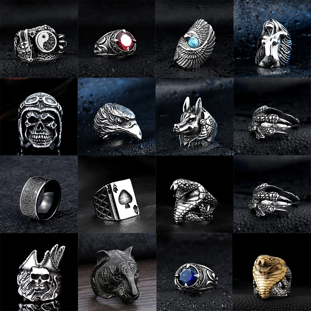 estropeado Ver a través de Buen sentimiento Anillos de acero inoxidable para hombre, anillos de animales, águila,  serpiente Tigre, gótico, Punk, Circonia cúbica roja, Vintage, Hiphop, anillo  con grabado de motocicleta, joyas de motorista Rock para niño|Anillos| -  AliExpress