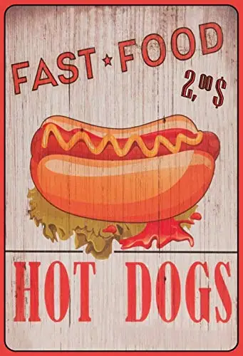 

Hot Dogs Theme Metal Tin Sign 8x12 Inch Home Kitchen Garage Decor Retro Tin Sign