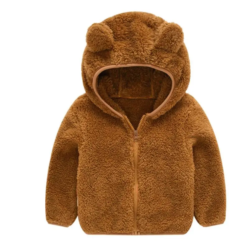 Homens e Mulheres do Bebê Jaqueta com Capuz Camisola das Crianças Bebê Menino Orelhas Urso Bonito Cor Sólida Jaqueta Cabolsa 2019