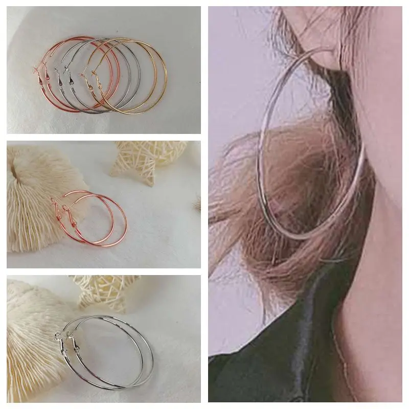 

Canner New Exaggerate Big Smooth Circle Hoop Earrings Brincos Simple Party Round Loop Earrings for Women Ladies Fashion Jewelry