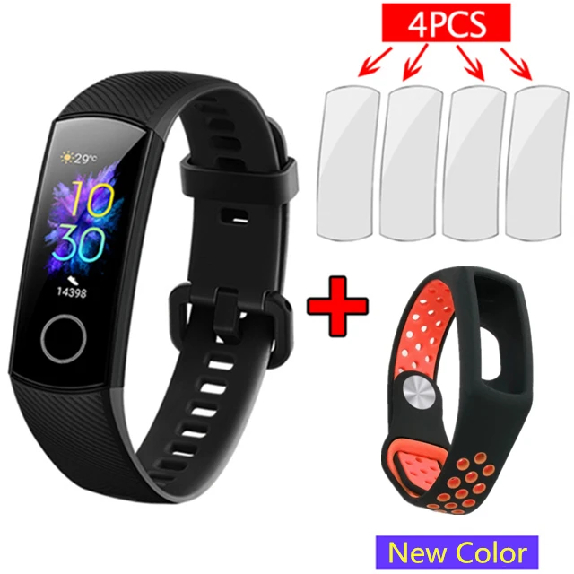 add blackred strap Умный Браслет huawei Honor Band 5 с сенсорным OLED экраном, Bluetooth, смарт-браслет для фитнеса, сна, сна, оксиметр Honor Band5 - Цвет: add blackred strap