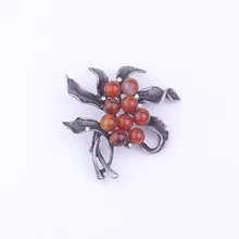 Европа и Америка Горячая аксессуаров креативный японский банановый лист с винтажный натуральный камень брошь женская универсальная Woo