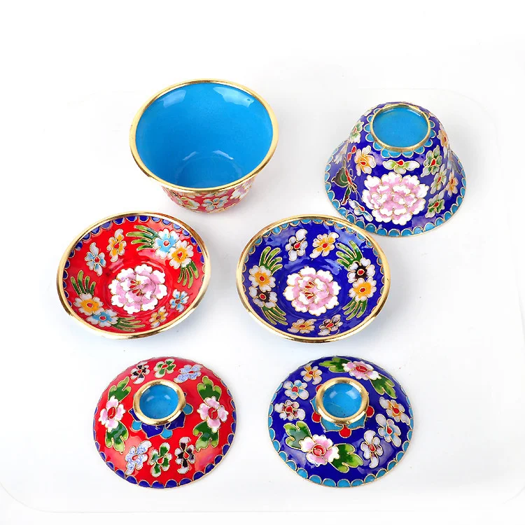 Пекин Cloisonne Крышка Чаша из трех частей чайная чаша чайный набор чашек Рекомендуемые подарочные украшения