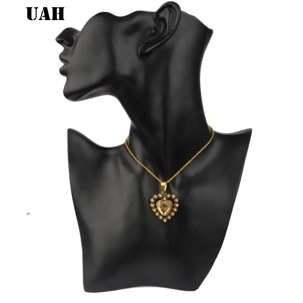 UAH Fashion Tiny Dainty Heart Initial Zirconia Necklace Necklace Stainless Steel Jewelry for women accessories girlfriend gift