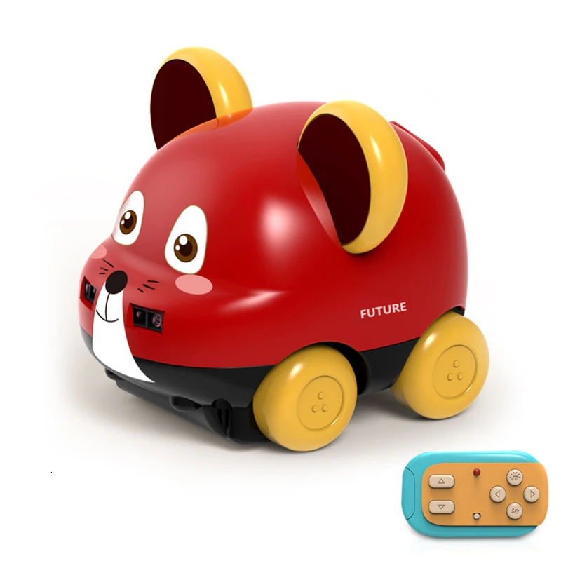 

Electric Music Car Toy Mini 360° Rotation Induction Follow Cute Cartoon Mouse Cars Automatic Non-remote Control Toy Truck