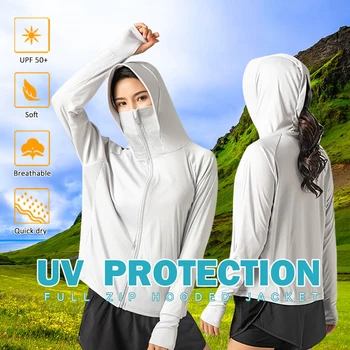 

Summer Cardigan Women Thin Sunscreen Jacket Lady Coat Hooded 2020 New UV Sun Protection Outwear Female Beach Anti Spray Safety
