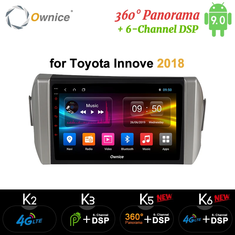Ownice k3 k5 k6 9inch 4G+64G Android9.0 Car DVD Radio for Toyota Innova 2015 2016 2017 2018 2019 GPS Navi 360 Panorama DSP SPDIF |