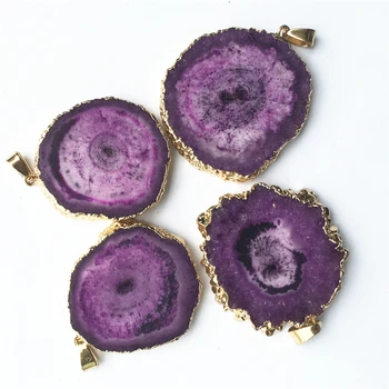 

Hot Natural Stone Quartz Crystal Chrysanthemum Purple Agates Pendants for Diy Jewelry Necklace Making Accessories 3PCS Wholesale