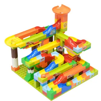 

Children Building Blocks DIY Assembly Slide Big Brick Run Maze Balls Enlightenment Education Toy