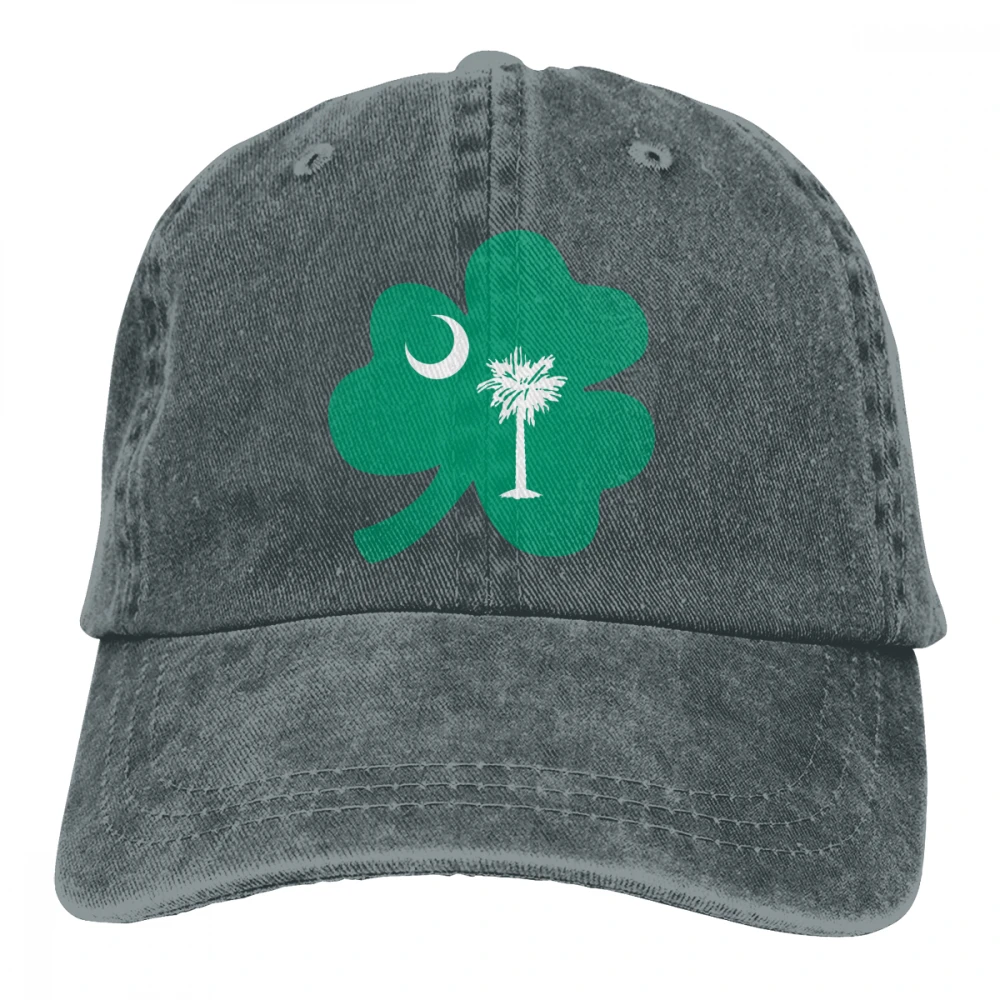 Южная Каролина 3 листа клевера Casquette черный унисекс Мужские Женские джинсовые бейсболка с ремешком кепки Регулируемый Гольф папа шляпа