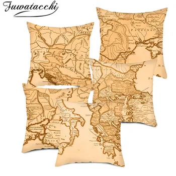 

Fuwatacchi Earth Map Cushion Cover Retro Yellow Style World Map Pillow Case Home Decor Pillows Cover for Sofa Car Seat 45*45cm