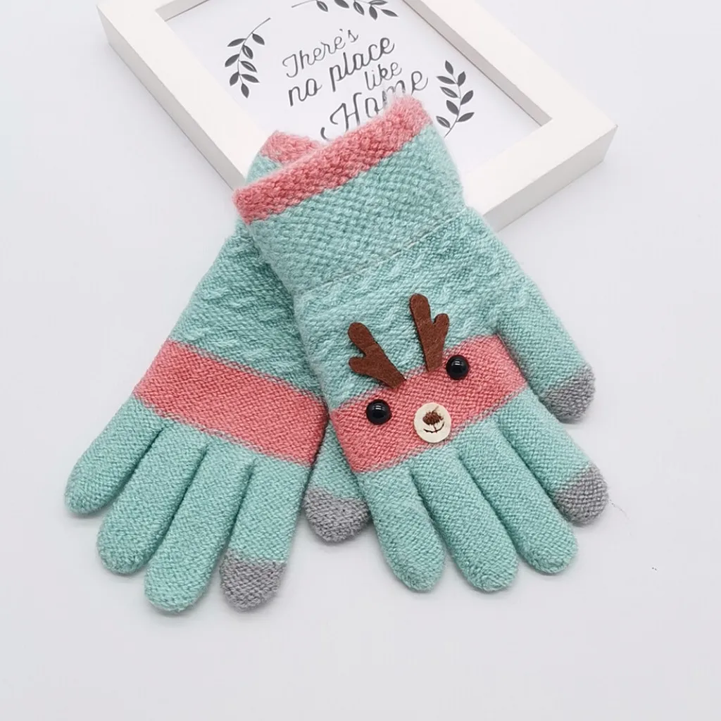 ARLONEET Toddler Christmas baby boy girl Cartoon Full Finger Thicken glove winter Knitted Gloves thick Warm Mittens Glove CN01