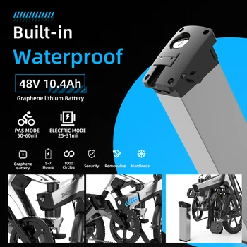 Electric Bicycle 400w 48V10ah Lithium Battery 16 Iinch Tire Electric Mini Folding E-Bike Elektrische Motorcycle for Men Women 2