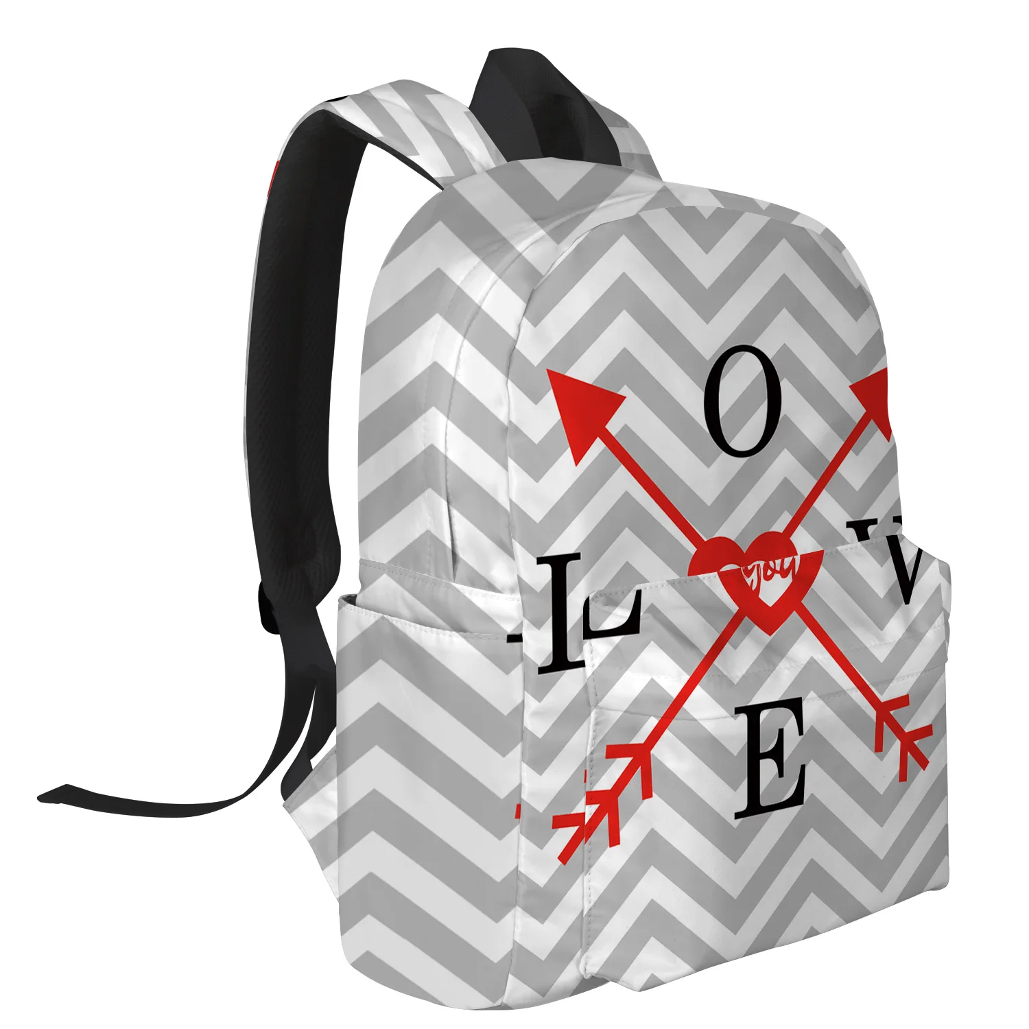 Геометрические полосы фон сердце стрелы Любовь Рюкзак для подростков дорожные