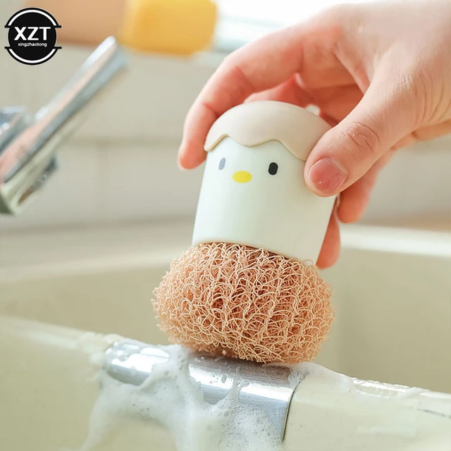 Brosse pour Pot de vaisselle avec Base, nettoyeur de cuisine, coquille d' œufs, vaisselle de poulet, cuisinière, boule de nettoyage en Fiber,  accessoires de cuisine - AliExpress