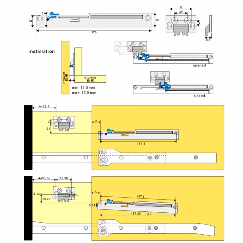 Баффер для выдвижных ящиков многофункциональный демпфер обуви шкафы фурнитура