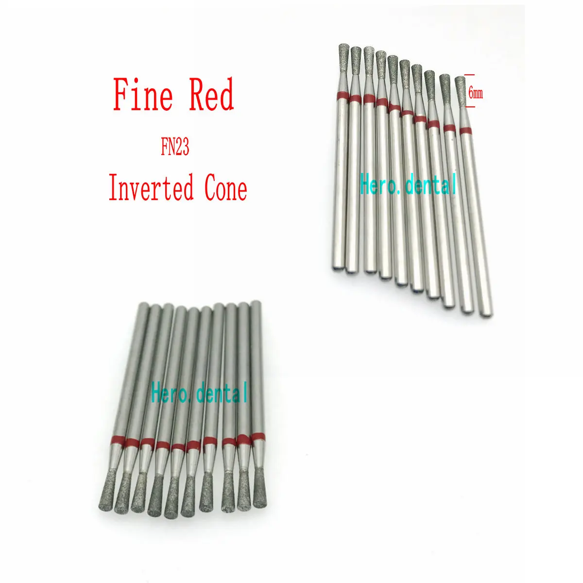 10pcs Fine Red dental Shank Diamond Grinding Bur Drill For Dental Grinding Dental Polishing Burs 2.35mm - Цвет: FN23