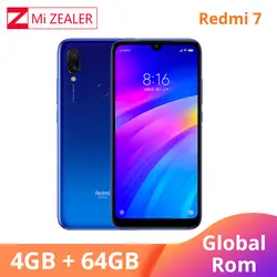 Мобильный Смартфон Xiaomi Redmi 7 с глобальной прошивкой, 4 Гб ОЗУ, 64 Гб ПЗУ, Восьмиядерный процессор Snapdragon 632, камера 12 МП, 4000 мА батарея мобильного