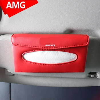 

Universal Leather Car Sun visor Tissue Box Pumping Creative Paper Napkin Box Organizer For Mercedes benz A B R G Class GLK GLA