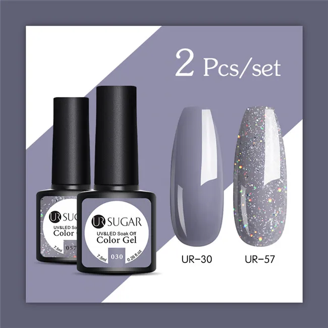 2pcs set10 Ur Sugar 2 шт./лот Блеск УФ-гель для ногтей набор Полупостоянный верниш верхнее покрытие УФ светодиодный гель лак замочить от розового цвета серии - Цвет: 2pcs set10