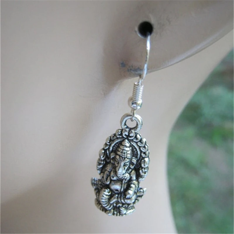 Antique Silver Color Ganesh Earrings, Hinduism Earrings, Hindu Earrings, Yoga Earrings, Ganesha