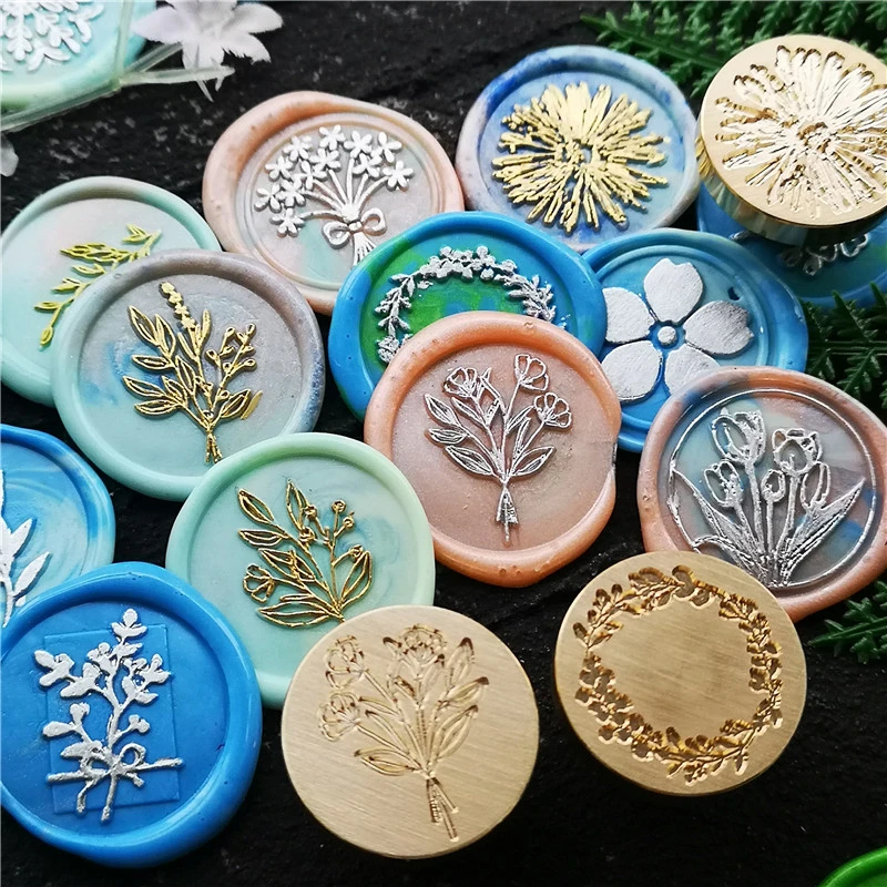 Plant Seal Flower Leaf wreath Seal Wax Seal Stamp Retro Antique Sealing Wax Scrapbooking Stamps HEAD Wedding sealing wax stamps ink stamps for crafting