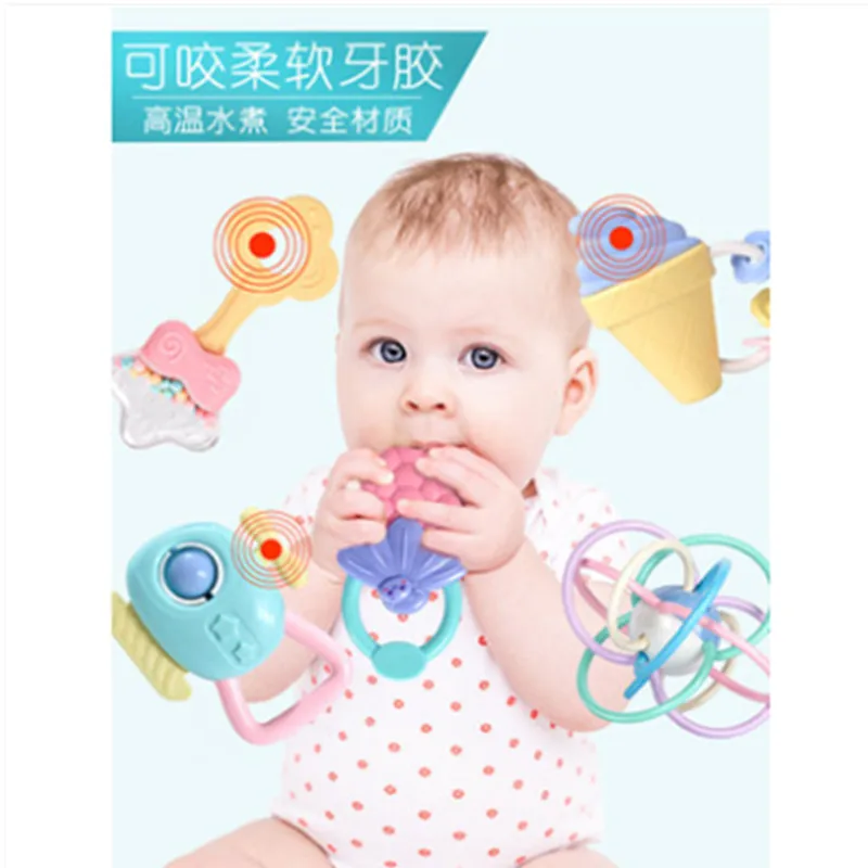 Новорожденные могут быть заварены-укусы прорезыватель погремушка 0-1-летние Младенцы развивающая игрушка