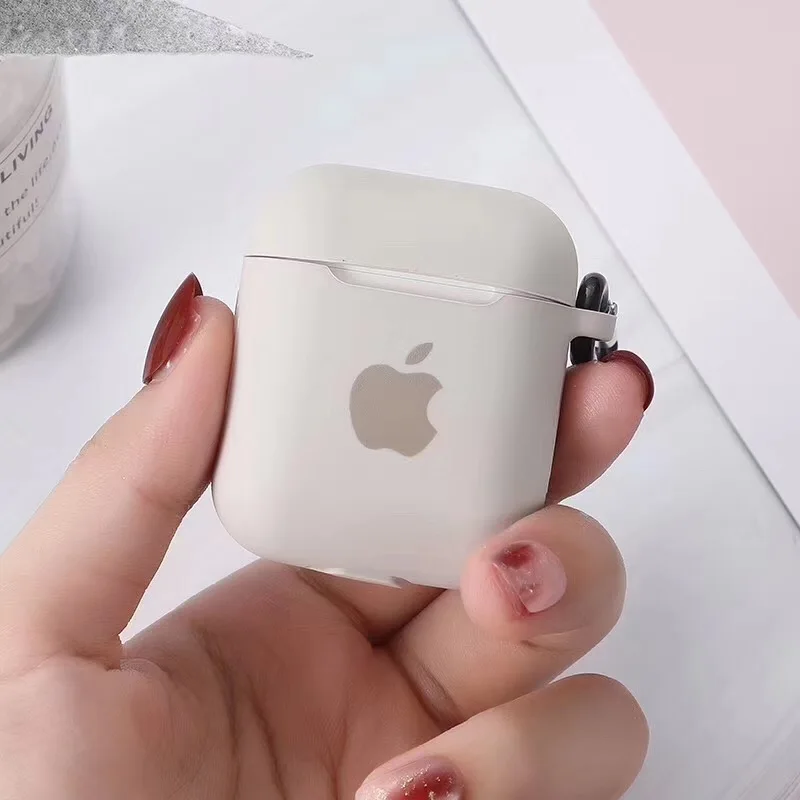 Для Apple AirPods 2 1 Аксессуары для наушников Мягкий силиконовый чехол милый чехол с логотипом с крючками