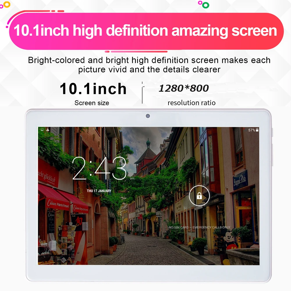 New 10.1 inch Tablet PC 4GB+64GB Android 9.0 Octa Core 3G/4G Call Google Wi-Fi Bluetooth 4.0 Dual SIM 2.5D Steel Screen Tablet
