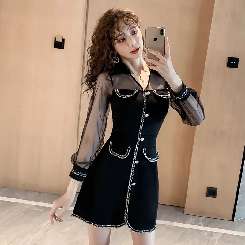 

Dress 2019 Autumn And Winter New Style Debutante WOMEN'S Dress Slim Fit Elegant Fashion Long Sleeve One-step Skirt