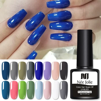

NEE JOLIE 8ml Classic Blue Series Gel Polish Soak Off LED UV Gel Varnish For 60 Colors Gel varnish Semi Permanent Gel