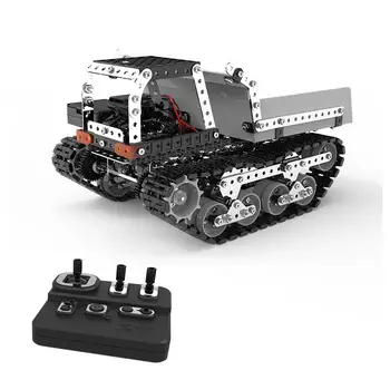 

934Pcs 2.4G 10CH RC Tracked Dump Truck DIY Stainless Steel Assembled Vehicle Metal RC Car Model Birthdaty Gifts