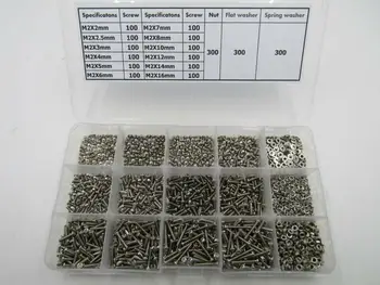 

2100 pcs Cross Recessed Pan Head Screws Screw with washer nuts Assortment Kit