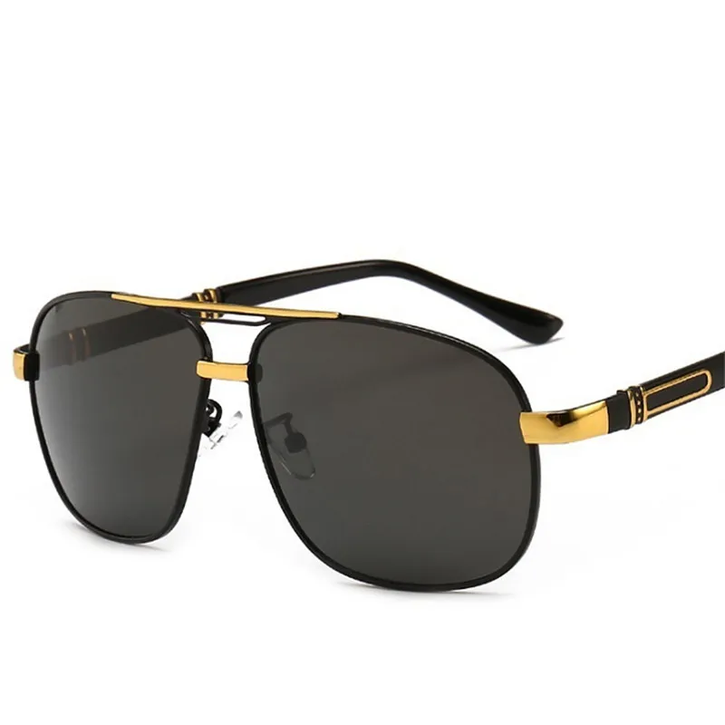 UVLAIK, оптические, фирменный дизайн,, поляризационные солнцезащитные очки, мужские, сплав, очки для вождения, рыбалки, солнцезащитные очки, для путешествий, с коробкой - Цвет линз: Золотой