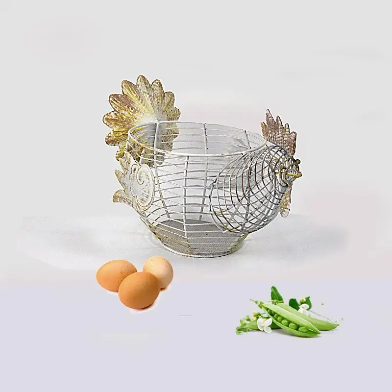 Корзина для куриных яиц, металлическая проволока в форме курицы, корзина для хранения закусок, фруктов, железная корзина для курицы, украшения для дома, кухонные инструменты для хранения - Цвет: B